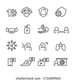 Coronavirus and Protect icons set,Vector