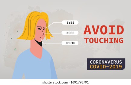 Coronavirus protection by avoid touching eyes, nose, mouth. Fight to covid-19.