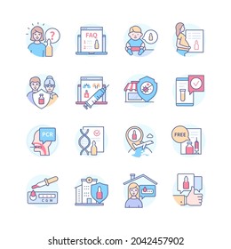 Coronavirus protection - colored line design style icons set