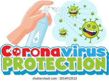 Coronavirus Protection with hands using alcohol sannitizer spray illustration