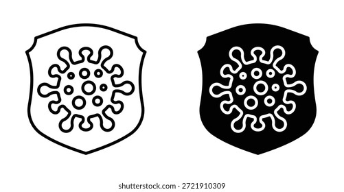Coronavirus-Schutz-Symbolsatz. Coronavirus Schild Vektorsymbol in schwarz gefüllt und umrissen Stil.