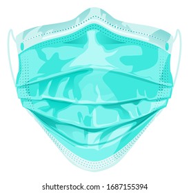 Coronavirus protection medical mask isolated on white vector illustration. Medical equipment