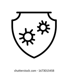 Icono vectorial de contorno de protección coronavirus aislado en fondo blanco. Icono de línea Coronavirus 2019-ncov para web, aplicaciones móviles, ui diseño y productos de impresión. Síntomas y prevención del coronavirus