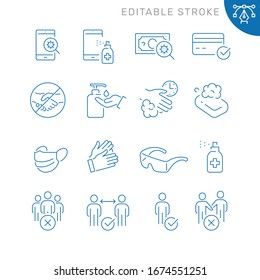 Coronavirus Protection Related Icons. Editable Stroke. Thin Vector Icon Set