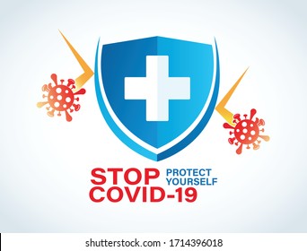 Coronavirus protection vector logo.Bacteria Protection logo vector.