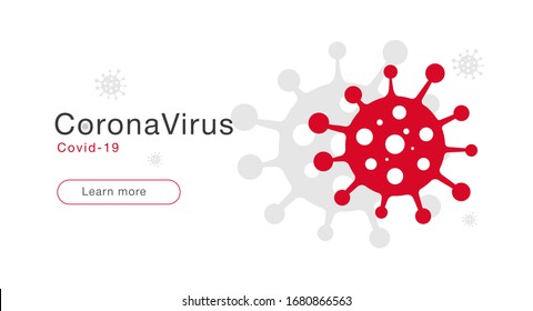 Coronavirus protection. Vector web page layout. Minimalistic layout with a dangerous virus icon. Covid-19. Landing Page. Banner about coronavirus.