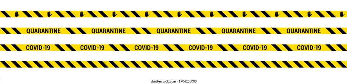 Coronavirus quarantine black yellow stripes. Isolated on white background. Vector illustration. Atentiod and dangerous