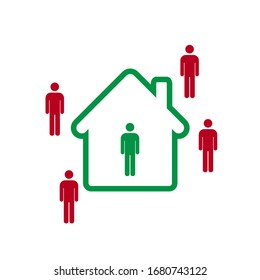Coronavirus quarantine concept. Stay home and keeping social distance. Illustration of staying at home and maintaining social distance