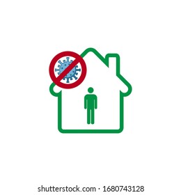 Coronavirus quarantine concept. Stay home and keeping social distance. Illustration of staying at home and maintaining social distance
