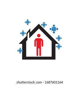 Coronavirus quarantine concept. Stay home and keeping social distance. Illustration of staying at home and maintaining social distance
