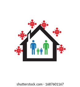 Coronavirus quarantine concept. Stay home and keeping social distance. Illustration of staying at home and maintaining social distance
