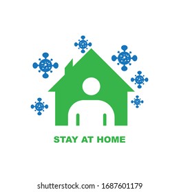 Coronavirus quarantine concept. Stay home and keeping social distance. Illustration of staying at home and maintaining social distance
