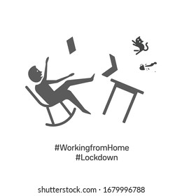 Coronavirus quarantine design with Working from home concept. support to corona virus prevention.social distance idea.