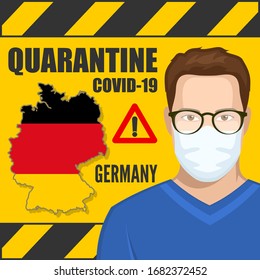 Coronavirus quarantine poster. Covid-19 quarantine in Germany. Vector illustration.