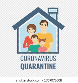 Cartel Coronavirus Cuarentena Aislado Fondo Transparente Con Malla Degradada, Ilustración Vectorial