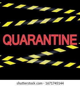 Coronavirus quarantine poster. Stop coronavirus outbreak concept. Warning quarantine banner with yellow and black stripes on black background. Vector illustration