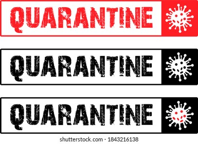 Coronavirus quarantine red icon stamp inscription