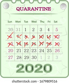 Coronavirus quarantine two-week calendar sheet