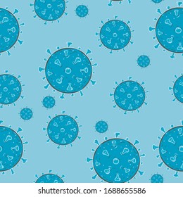 Fondo vector de cuarentena del coronavirus con virus covid-19.