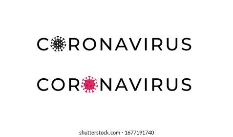 Coronavirus and quarantine virus disease concept. Vector flat illustration. Black set of text with virus sign isolated on white background. Design element for medicine banner, ui, presentation.