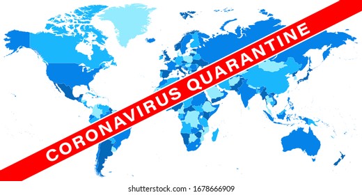 Coronavirus Quarantine World map. 2019-nCoV. Map of the World Pandemic. Vector