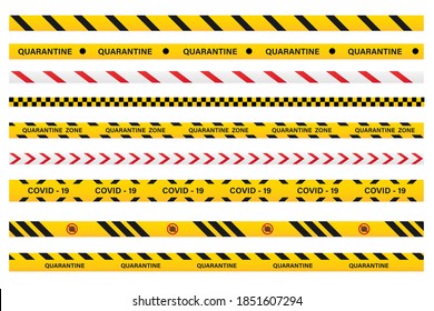 Coronavirus quarantine zone tape. Warning ribbon. covid-19 illustration