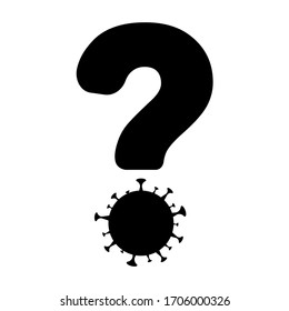 Coronavirus question mark symbol isolated on white background