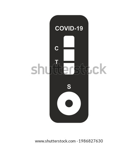 Coronavirus rapid test icon. COVID-19 self test. Rapid antigen test. Test strip. Vector icon isolated on white background.