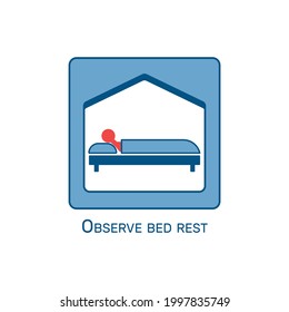 Coronavirus recommendation icon with observing bed rest flat vector illustration