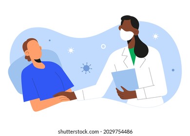 Coronavirus Recovery, Medical Doctor Visiting A Senior Patient In Good Condition, Recovering From Covid Pneumonia, Elderly Woman Getting Well In Hospital, Vector Illustration, Cartoon Characters