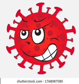 Corona-virus red emoticon vector set. covid19 corona virus flat cartoon icon and emoji with naughty and cute facial expressions isolated in white background. Vector illustration.