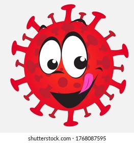 Corona-virus red emoticon vector set. covid19 corona virus flat cartoon icon and emoji with naughty and cute facial expressions isolated in white background. Vector illustration.