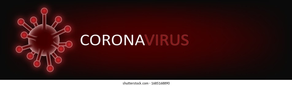 Coronavirus with red light glow minimal banner or background concept.