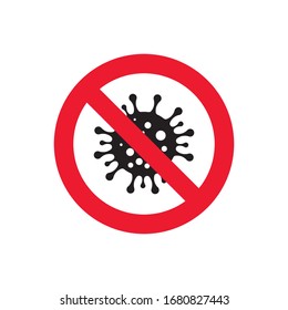 coronavirus red round prohibition sign. stop covid-19 pandemic badge. stop coronavirus design concept. vector illustration