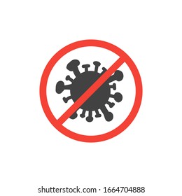 Coronavirus red stop sign (2019-nCoV), round ban icon. Virus vector illustration.