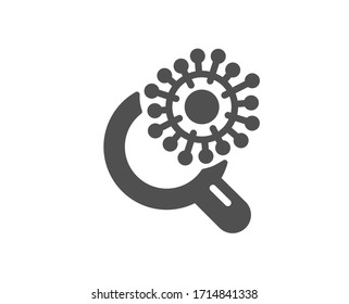 Coronavirus research icon. Search Covid-19 virus vaccine sign. Corona virus test symbol. Classic flat style. Quality design element. Simple coronavirus research icon. Vector