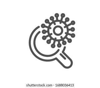 Coronavirus research line icon. Search Covid-19 virus vaccine sign. Corona virus test symbol. Quality design element. Editable stroke. Linear style coronavirus research icon. Vector