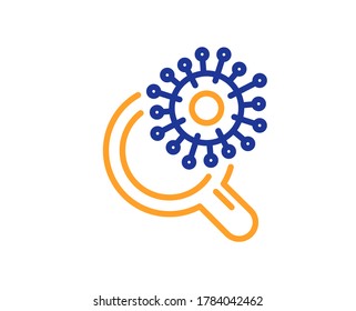 Coronavirus research line icon. Search Covid-19 virus vaccine sign. Corona virus test symbol. Colorful thin line outline concept. Linear style coronavirus research icon. Editable stroke. Vector
