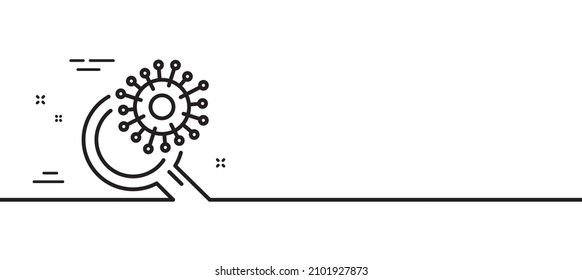 Coronavirus research line icon. Search Covid-19 virus vaccine sign. Corona virus test symbol. Minimal line illustration background. Coronavirus research line icon pattern banner. Vector