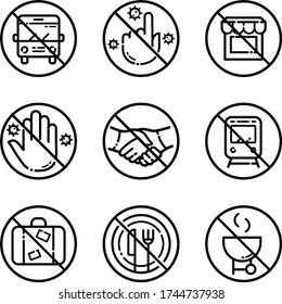 Coronavirus Restriction Warning Icon Set