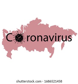 Coronavirus Russia. COVID-19, vector illustration, Russian flag and map. World coronavirus pandemic in 2020. Coronavirus concept in the Russian Federation.