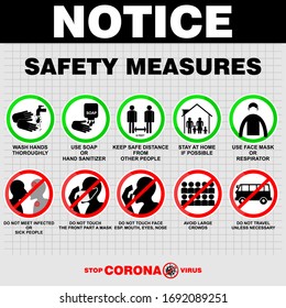 Coronavirus Safety Measures and Precautions Warning Sign