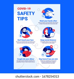 Consejos de seguridad del Coronavirus. Colorido moderno e iconos de líneas. COVID-19