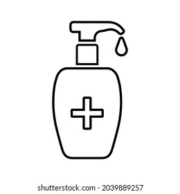 Coronavirus, sanitizer, disposer line icon. Outline vector.