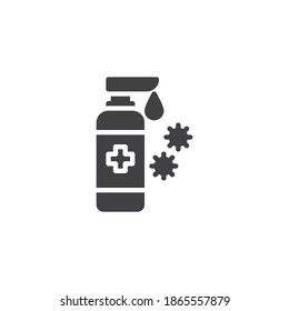 Icono del vector del gel del sanitizer de Coronavirus. signo plano relleno para concepto móvil y diseño web. Icono de glifo del frasco de gel antibacteriano. Símbolo, ilustración del logotipo. Gráficos vectoriales