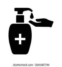 Coronavirus, Sanitizer-Symbol. Schwarze Vektorgrafiken.