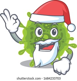 coronavirus in Santa cartoon character design showing ok finger