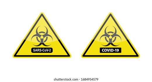 Coronavirus SARS-CoV-2 and COVID-19 Bio-hazard Warning Signs.