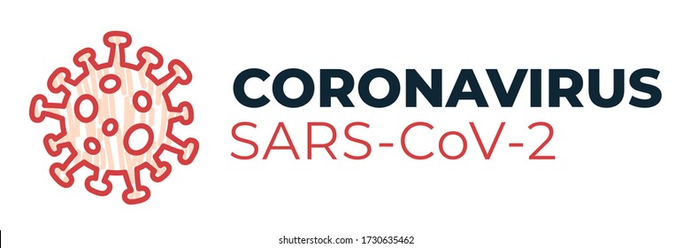 Coronavirus SARS-CoV-2 logo vector illustration - header concept of Covid-19 disease and news about lockdown or outbreak from Wuhan - China and flu global spread. Isolated.