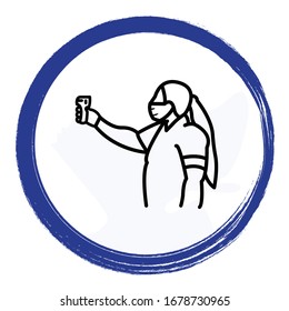 Coronavirus Screening at Airport for Travelers Concept, COVID-19 scanning female vector art, girl with mask vector color icon design, Protective measures against the spread of corona virus symbol,